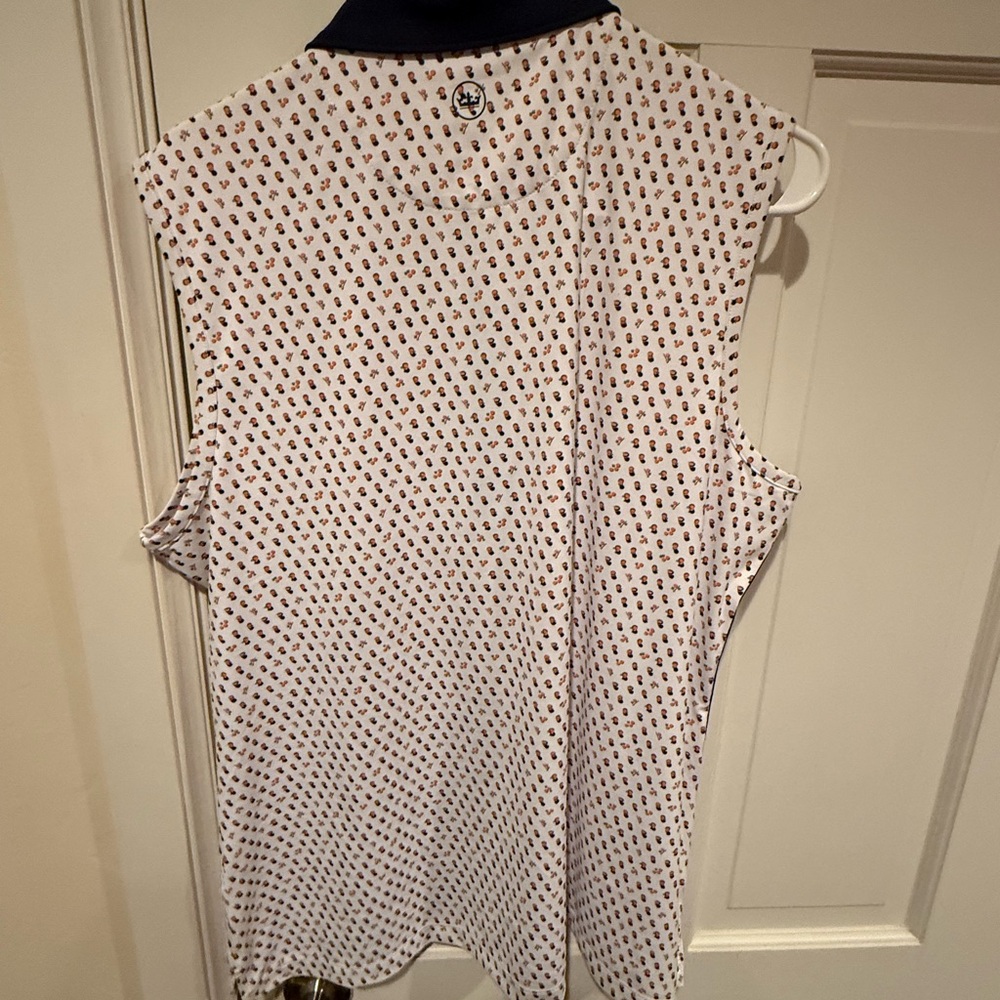 NWT Women's Peter Millar Perfect Fit Navy White Sleeveless Golf Shirt XL - Picture 4 of 10